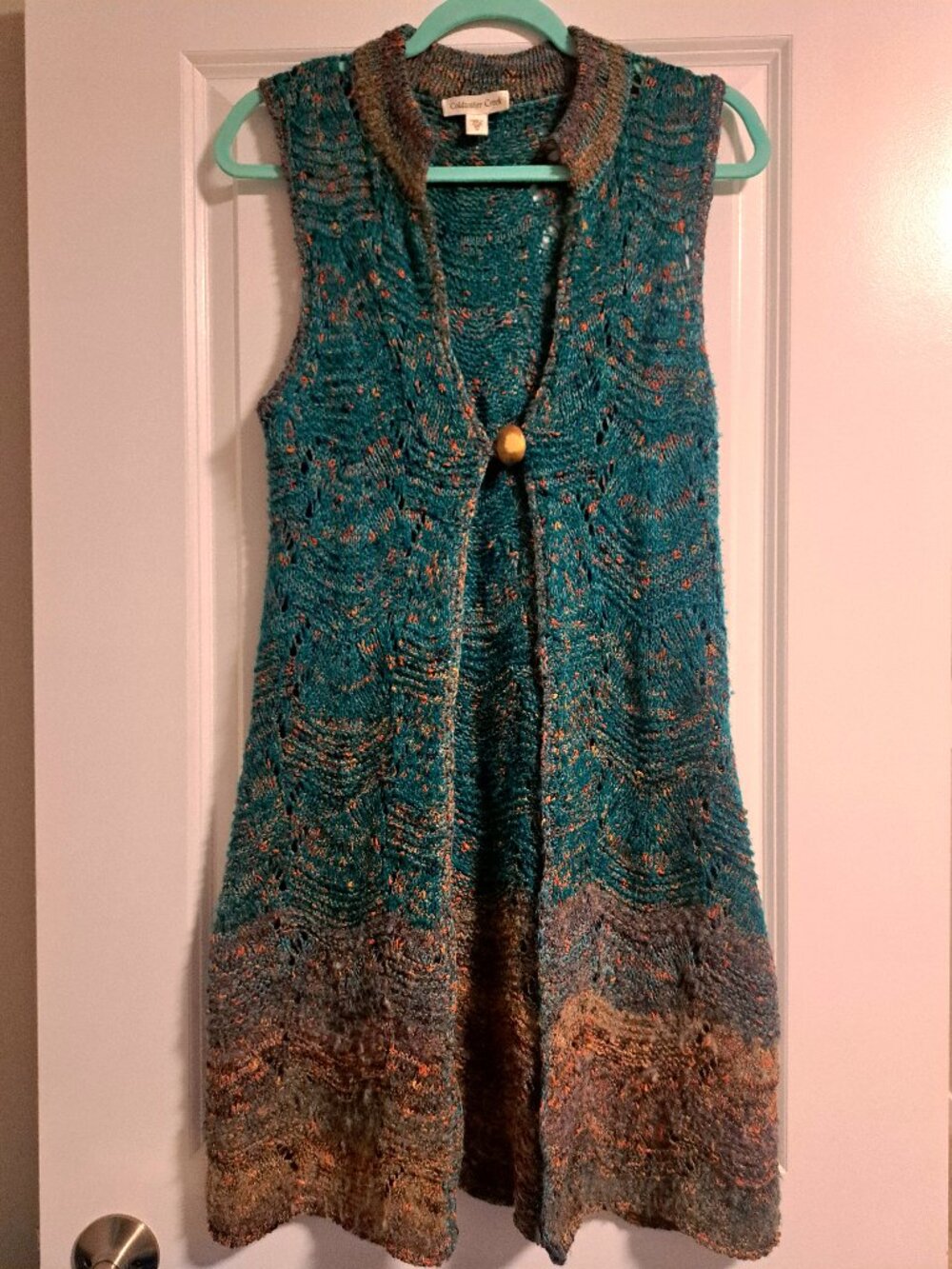Teal & Orange 1980's Coldwater Creek knit vest